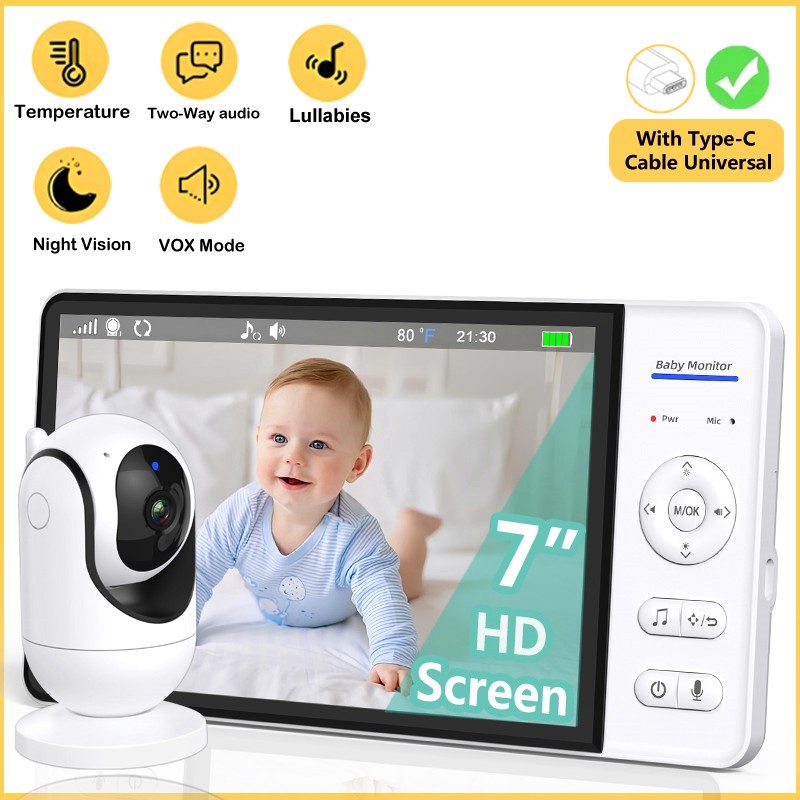 Zoom Audio Music - No WiFi 7 Inch Baby Monitor