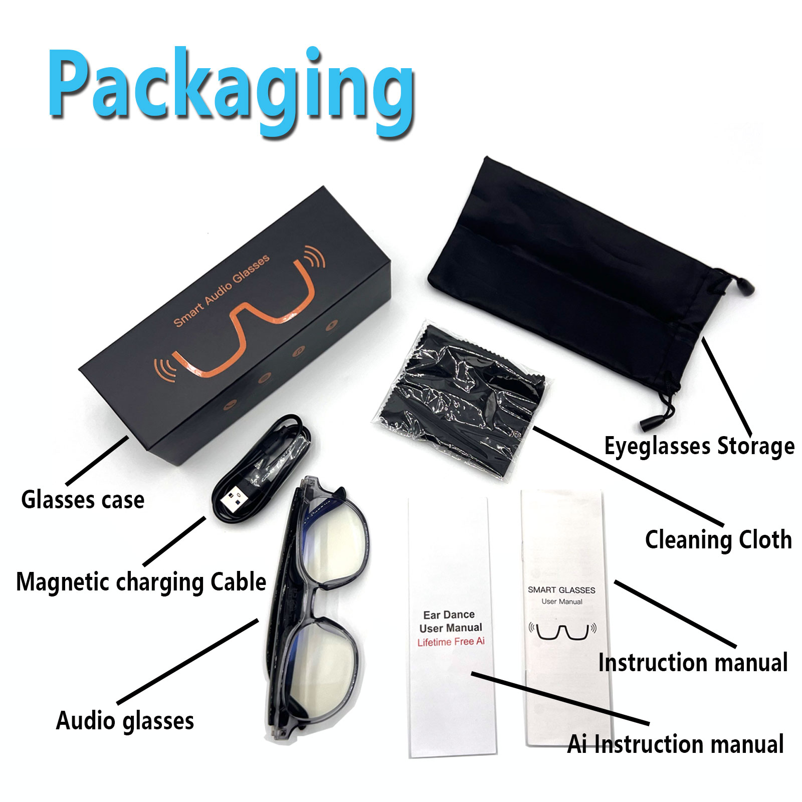 Audio Music Bluetooth - Smart Audio Glasses, Real-Time Translation Via