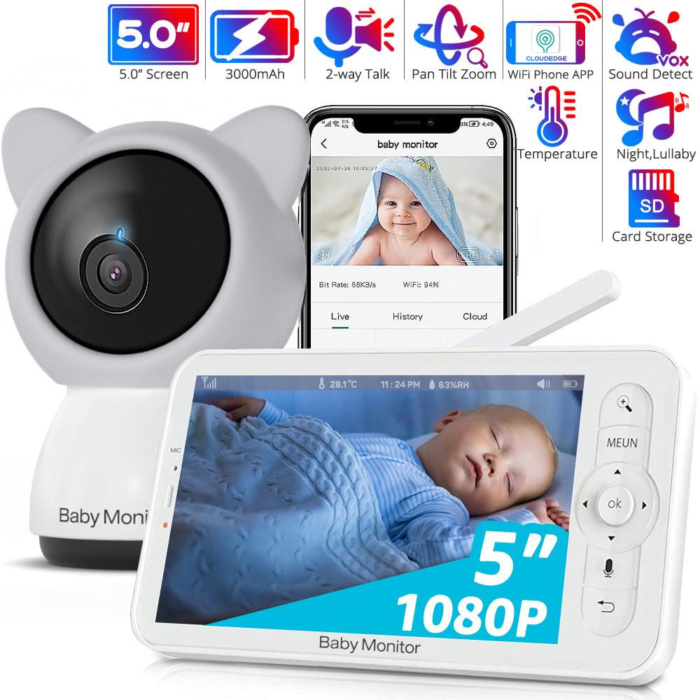 Zoom Audio Music - HD WiFi Baby Monitor with APP,5-inch