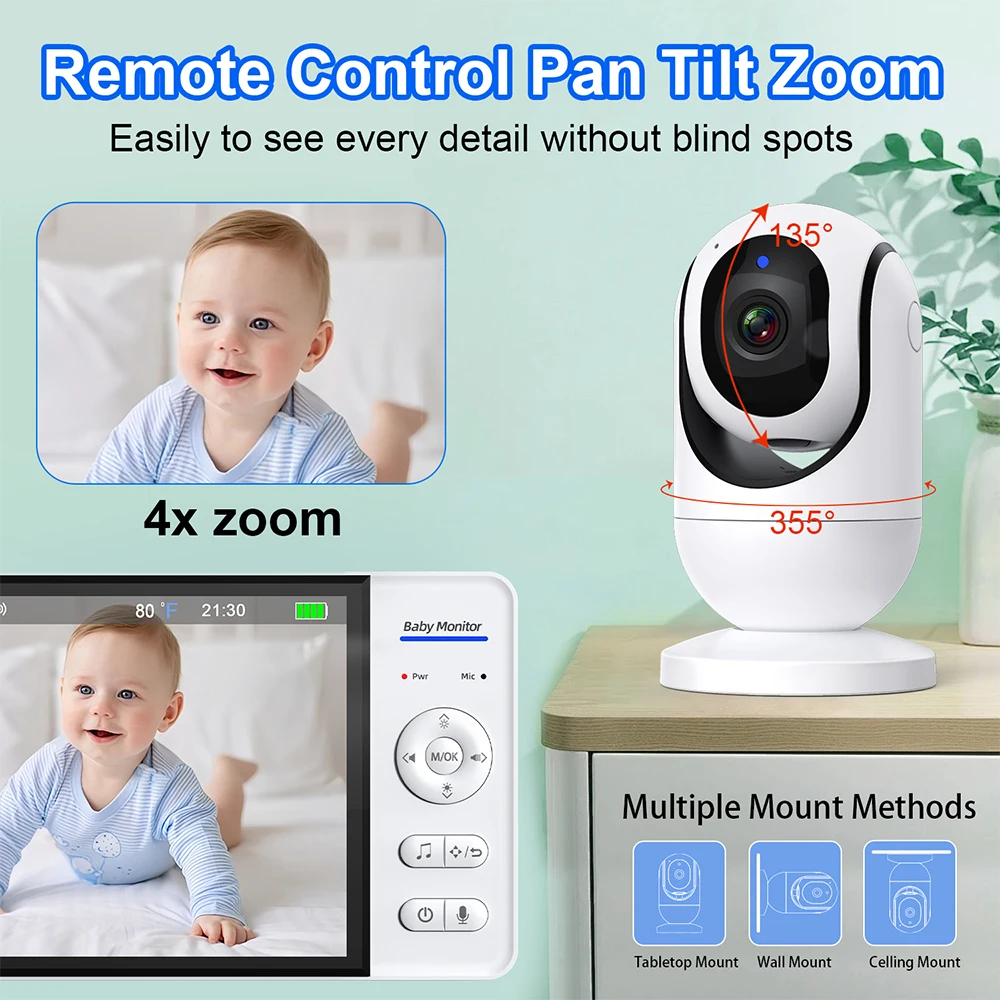 No WiFi 7 Inch Baby Monitor 2- - Zoom Audio Music review and price