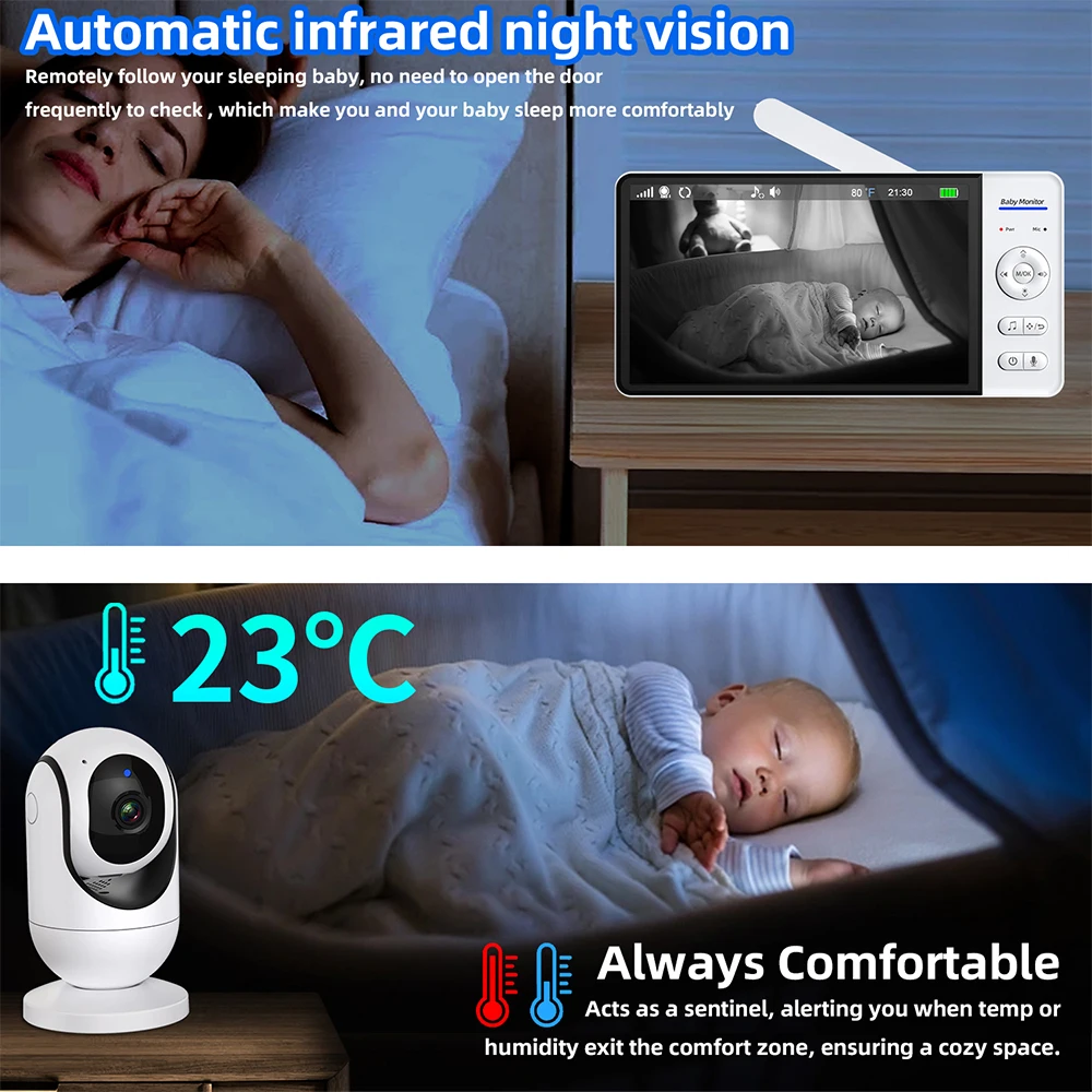 No WiFi 7 Inch Baby Monitor 2- - Zoom Audio Music review and price