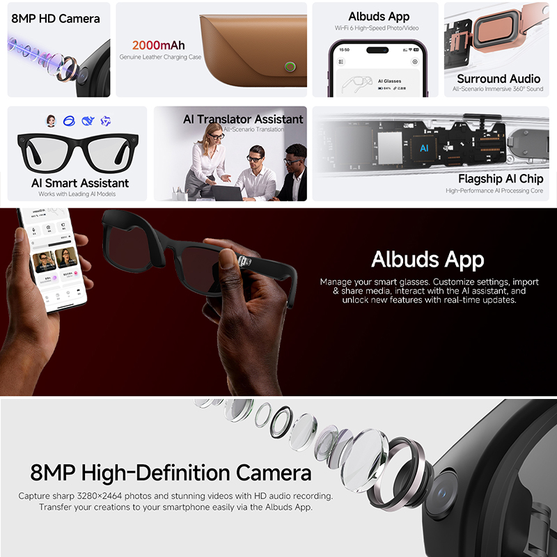 2026 New AI Smart Glasses 8MP  - Audio Hd Music review and price
