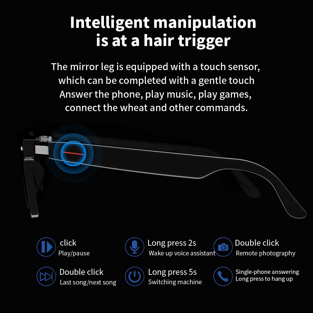 SENBONO E13 Smart Glasses:Blue - Audio Music Bluetooth review and price